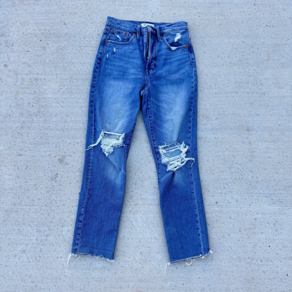 Madewell The Perfect Vintage Straight Leg Jeans Size 27 Tall‎ Frayed Hem
